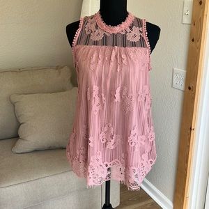 Pink mauve lace blouse